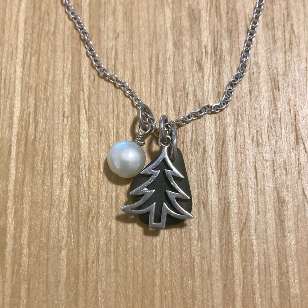 Sterling silver tree charm necklace
